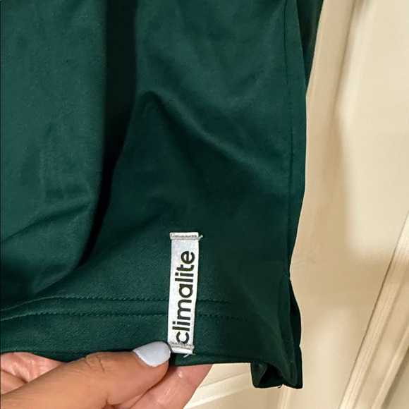 Adidas Men's Dark Green and White Quarter Zip - Picture 3 of 4